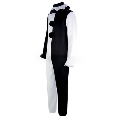Black and white outfit with a vest and shirt on a white background