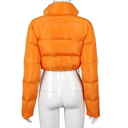 Durable Faux PU Leather Bubble Puffer Winter Warm Jacket Women Coats Long Sleeve Outerwear Zipper Casual Slim jacket