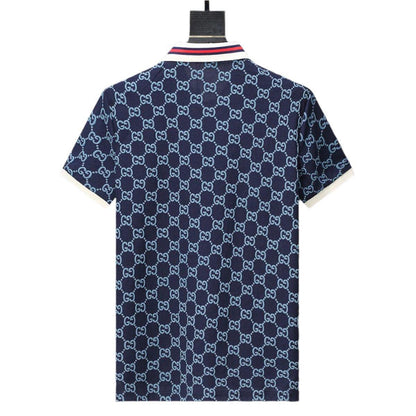 Gucci Luxury Blue T-shirt with Collar – Men's Premium Cotton