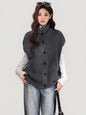 Grey Lapel Knitted Vest Sweater Warm Coat Women's Autumn And Winter Innerwear Top