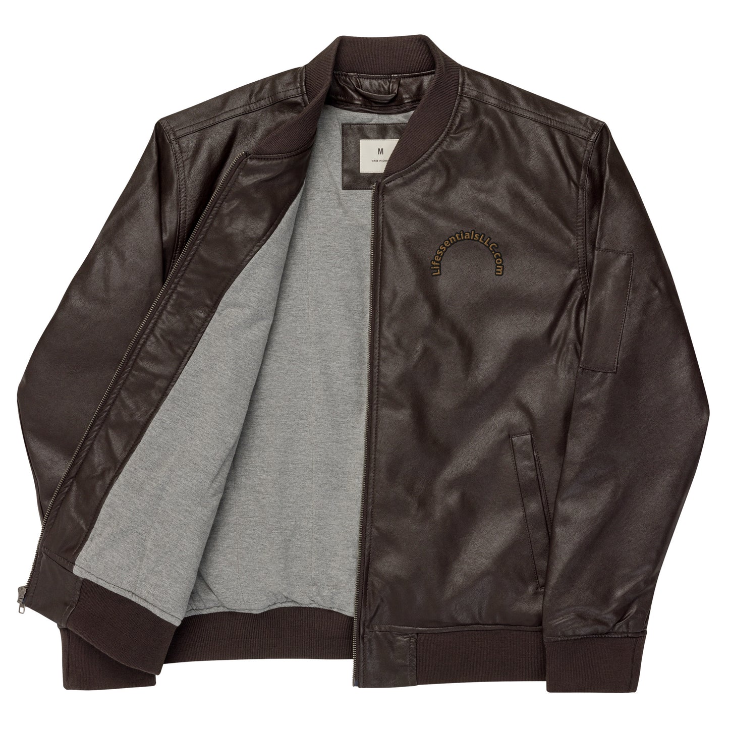 Leather Bomber Jacket-LifessentialsLLC.com