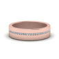 Rose gold ring with diamond band on a white background