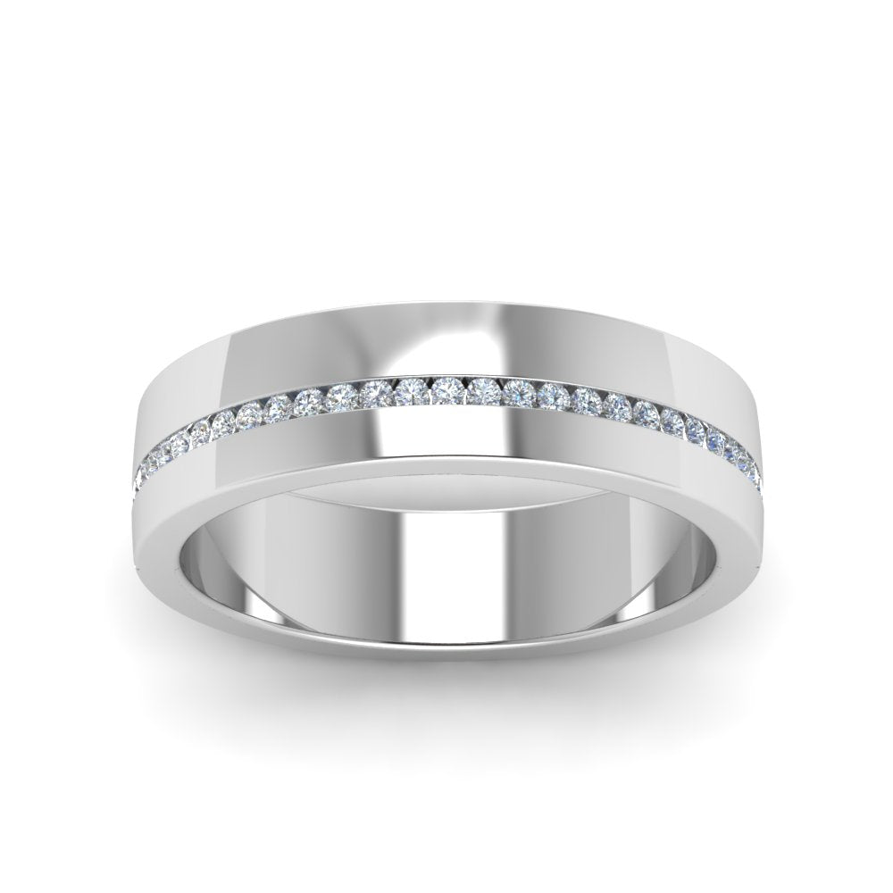 Silver ring with small diamonds on a white background