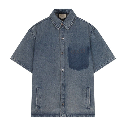 Gucci Denim bowling Blue shirt