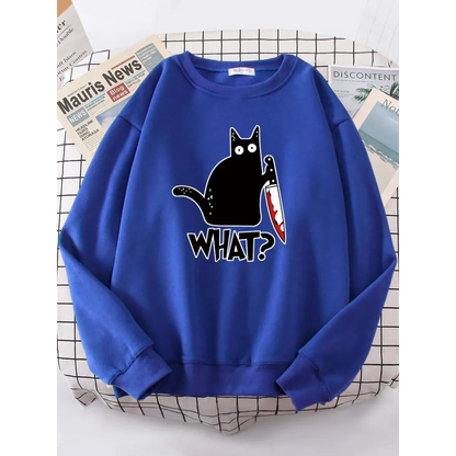 Kitty Say "What?" Sweatshirt - Harajuku Casual Hoody