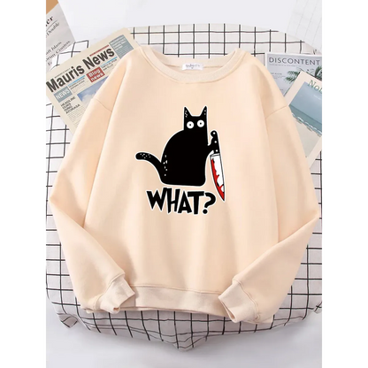 Kitty Say "What?" Sweatshirt - Harajuku Casual Hoody