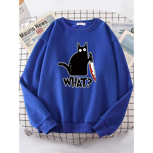 Kitty Say "What?" Sweatshirt - Harajuku Casual Hoody-LifessentialsLLC.com