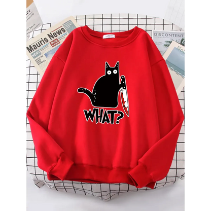 Kitty Say "What?" Sweatshirt - Harajuku Casual Hoody
