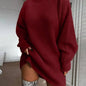 V Neck Ruffle Knitted Sweater Dress