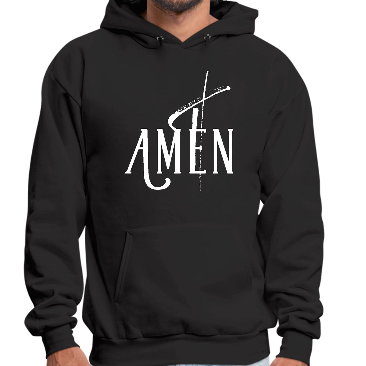 Mens Graphic Hoodie Amen White Print