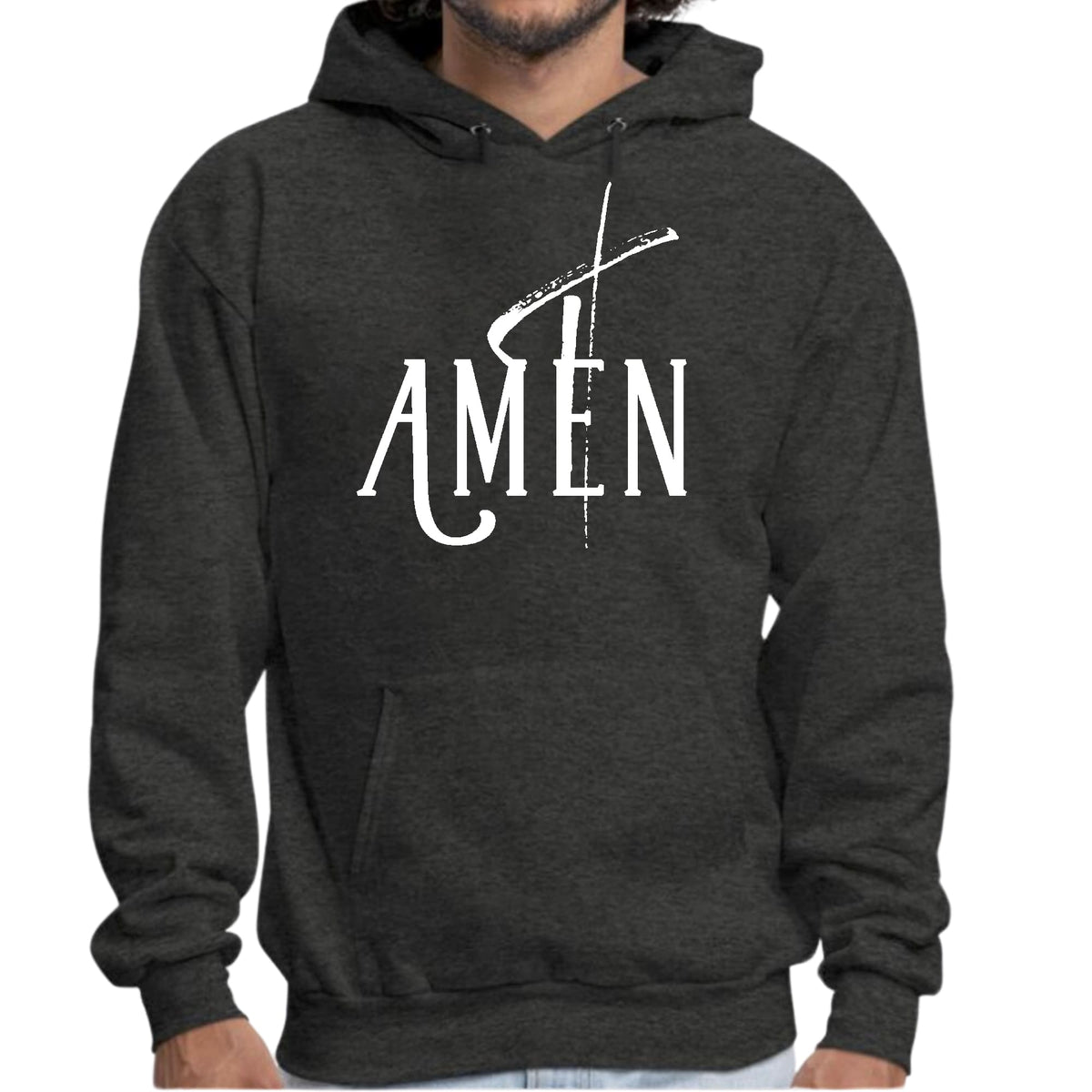 Mens Graphic Hoodie Amen White Print