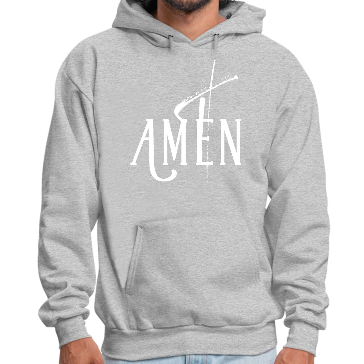 Mens Graphic Hoodie Amen White Print