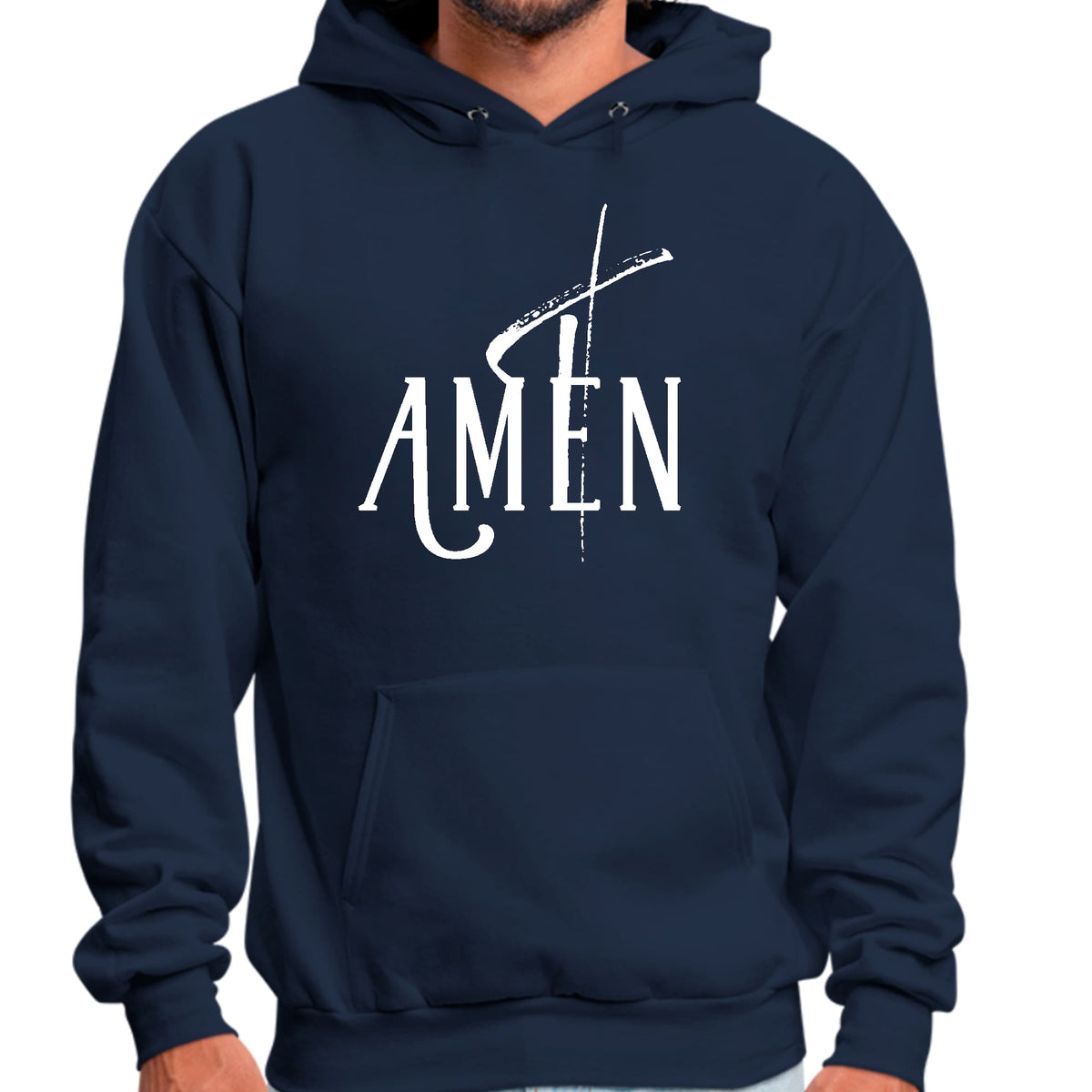 Mens Graphic Hoodie Amen White Print
