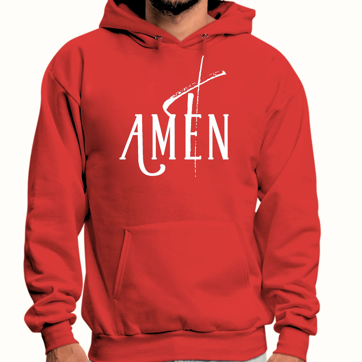 Mens Graphic Hoodie Amen White Print