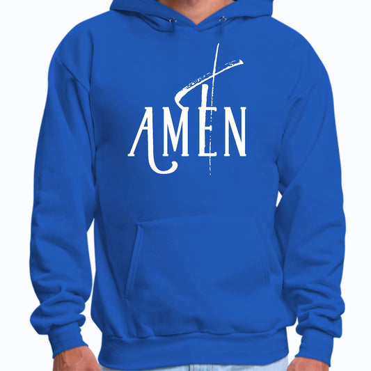 Mens Graphic Hoodie Amen White Print