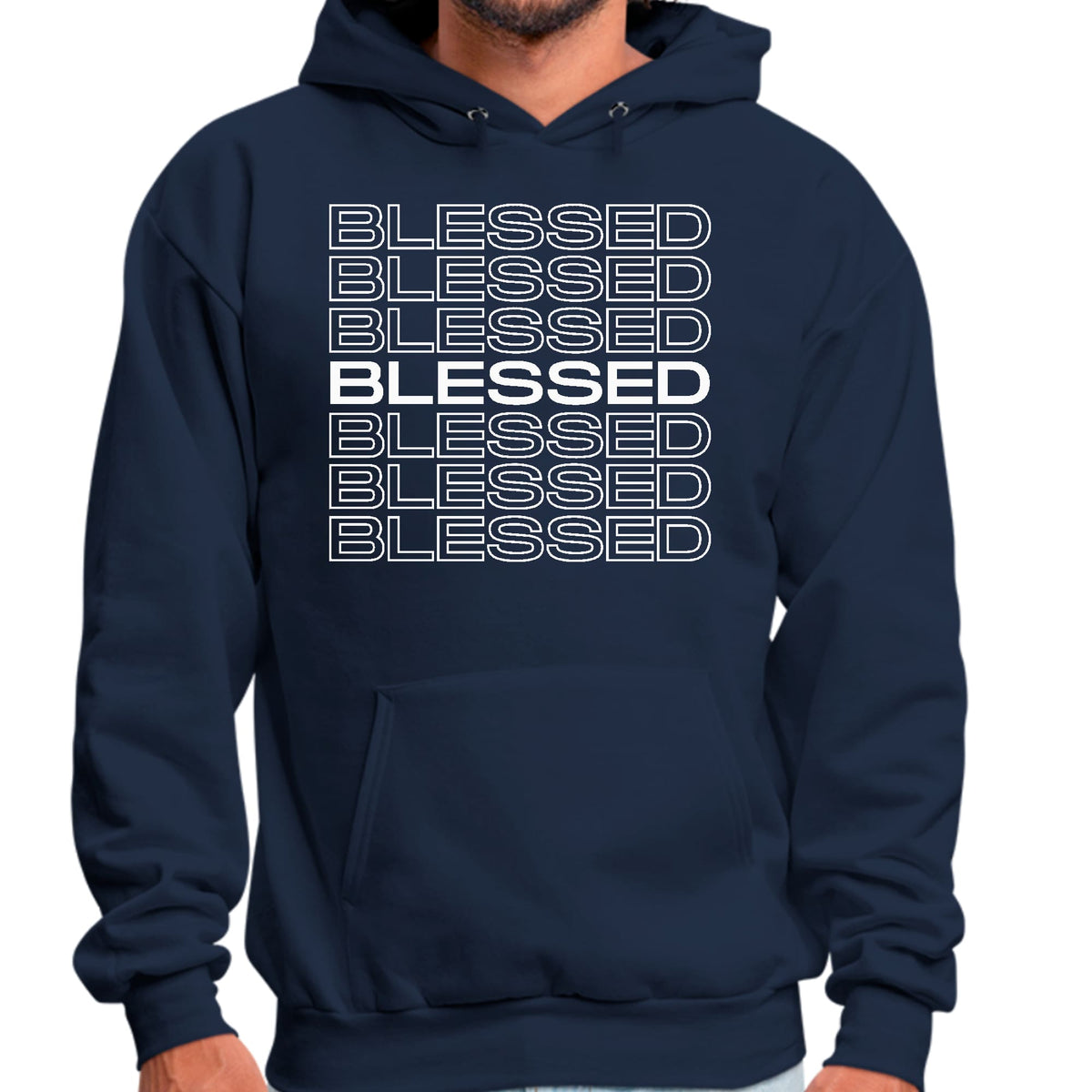 Mens Graphic Hoodie Blessed Stacked Print