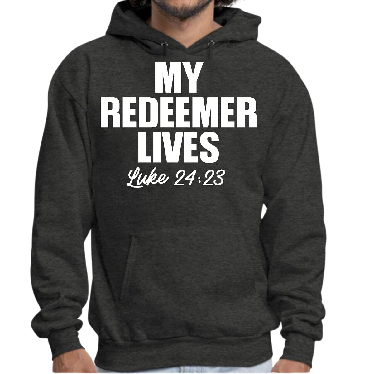 Mens Graphic Hoodie my Redeemer Lives Print