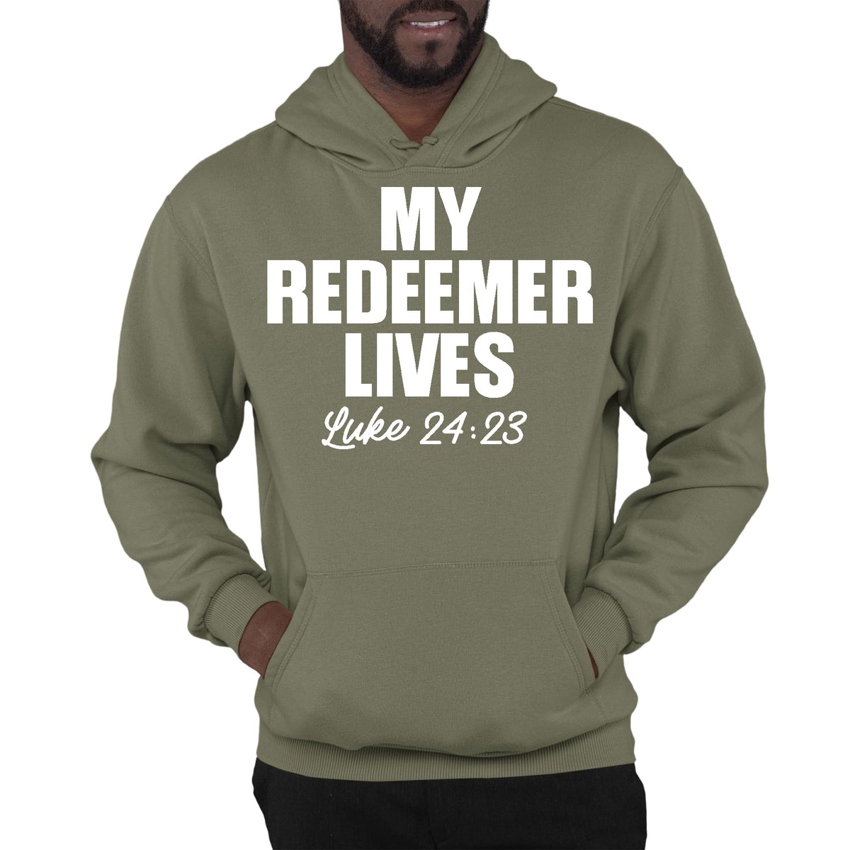 Mens Graphic Hoodie my Redeemer Lives Print