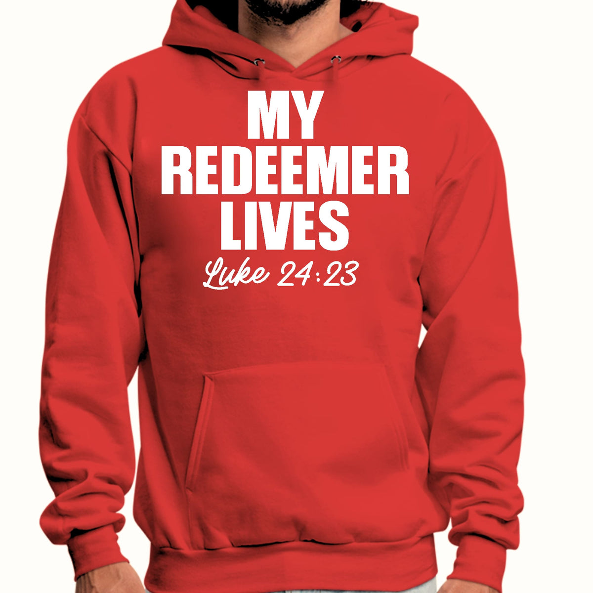 Mens Graphic Hoodie my Redeemer Lives Print