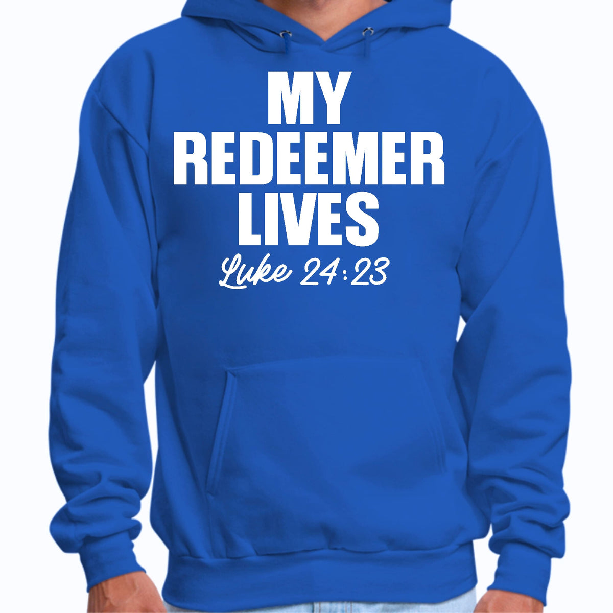Mens Graphic Hoodie my Redeemer Lives Print