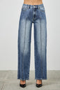 Women's Mid Rise Straight Leg Pintuck Denim Jean Pants
