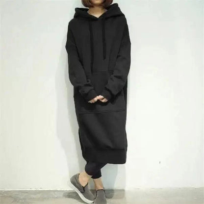 Modern Women Long Hoodies Autumn Winter Loose Hooded Sweatshirts Casual Oversized Sweatshirt Baggy Pullovers Dress Plus Size Super Soft Pullover Oversize Sweatshirt With Pocket