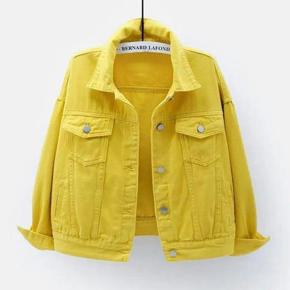 Yellow denim jacket on a white background