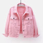 Pink denim jacket on a white background