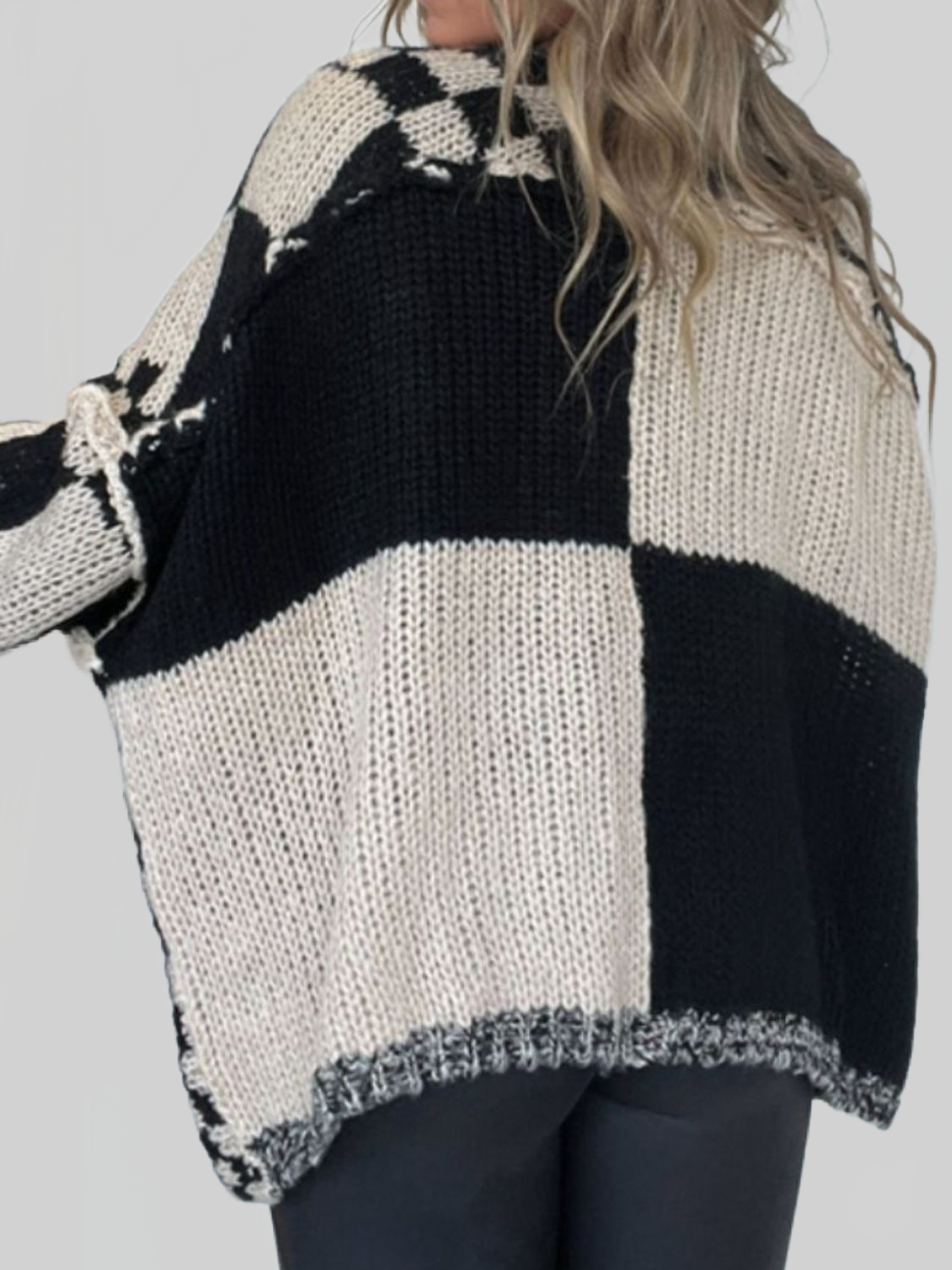 Women's Plaid Open Front Long Sleeve Cardigan Sweater