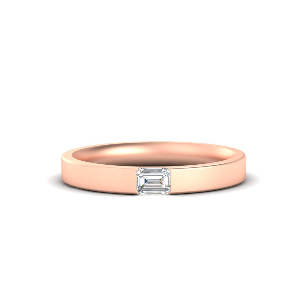 Single Emerald Mens Wedding Band