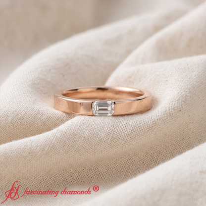Single Emerald Mens Wedding Band