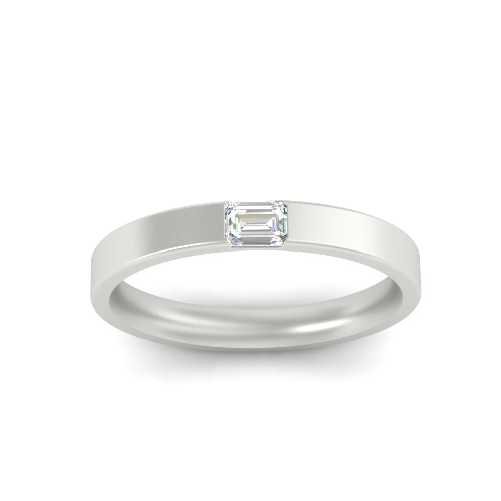 Single Emerald Mens Wedding Band