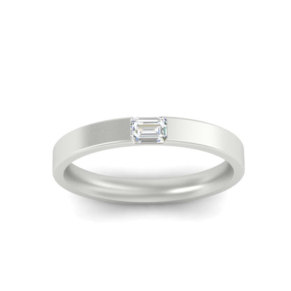 Single Emerald Mens Wedding Band