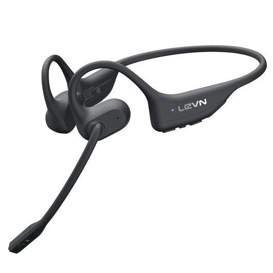 LEVN Open Ear Headphones with Mic Bluetooth Headset with Microphone AI Noise Cancelling Multipoint Connect Bluetooth 5.3 Headset Sweatproof Wireless Headset for Work Driving Running Workouts