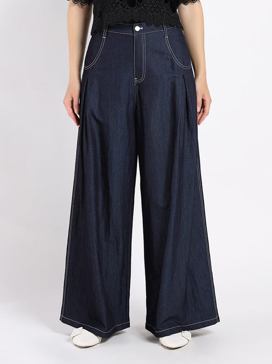 Gracia Fashion Women's Wide Leg Baggy Denim Pants