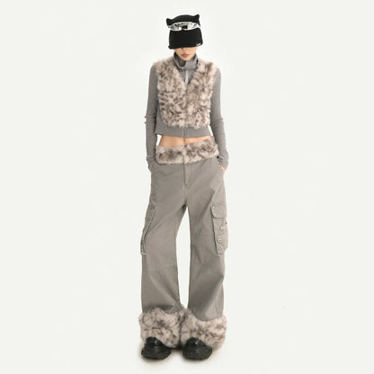 Women's Casual Retro Velvet Loose Straight Trousers