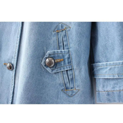Women's Double Breasted Denim Cape Coat Windbreaker Jacket
