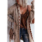 Women's Knitted Color Block Hooded Cardigan Sweater